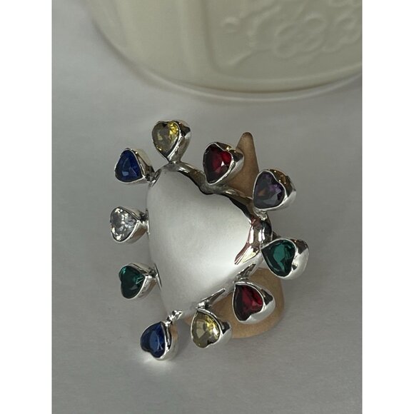 Artisan Jewelry - Special Edition Heart Ring 925 Sterling Silver with Multicolor Zirconia